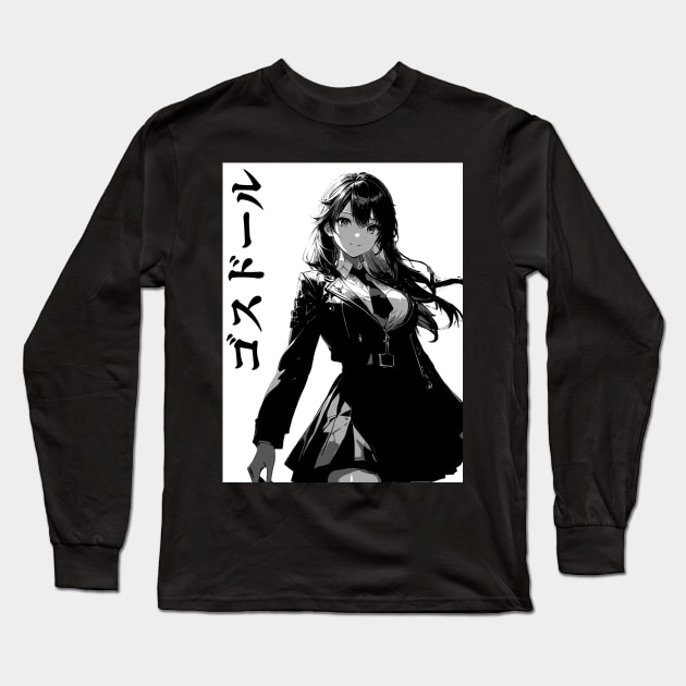 Goth Grunge Anime Manga Girl Cyberpunk Aesthetic Vaporwave Japanese Streetwear Long Sleeve T-Shirt by Neon Bang Bang